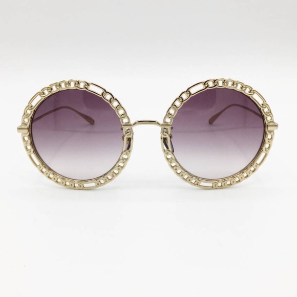 NWT Gucci GG1113S-002 Chain Gold Round 53mm Sunglasses main image 4